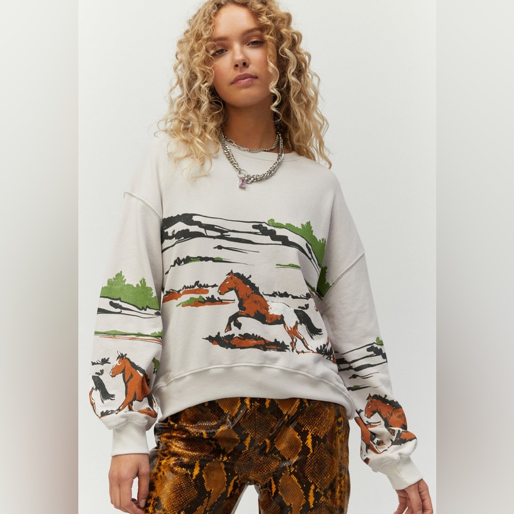 Free People Daydreamer Running Horse Sweatshirt